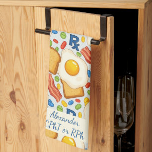 Personalized Bacon & Eggs Pharmacy RX Kitchen Towel