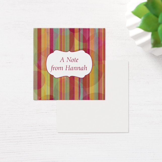 Personalized Badge Over Colourful Stripes & Circle (Desk)