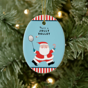 Personalized Badminton Christmas Ceramic Ornament