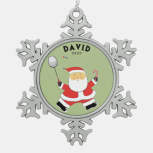 Personalized Badminton Collectable Snowflake Pewter Christmas Ornament