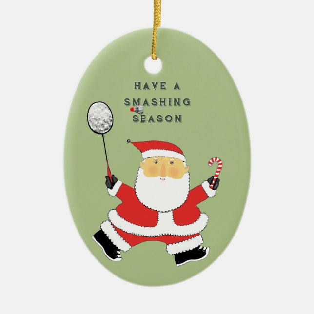 personalized badminton collectible ceramic ornament (Front)