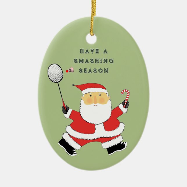 personalized badminton collectible ceramic ornament (Front)