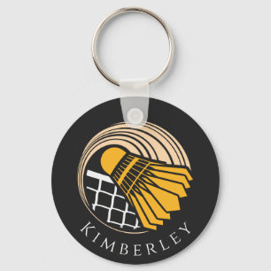 Personalized Badminton Modern Player Coach Birdie Keychain