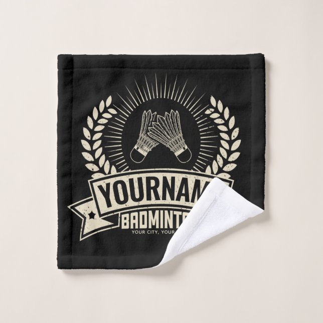 Personalized Badminton Player Name Racquet Sports  Bath Towel Set (Wash Cloth)