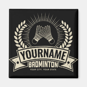 Personalized Badminton Player Name Racquet Sports  Magnet