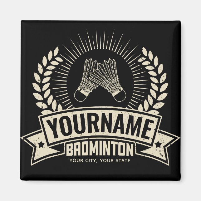 Personalized Badminton Player Name Racquet Sports  Magnet (Front)