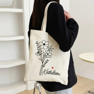 Personalized Bag for Her, Wildflowers Bag for Mom