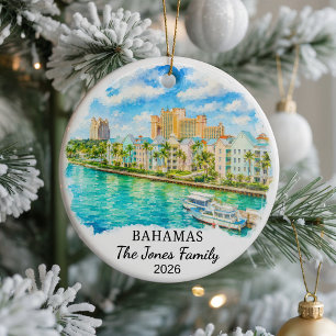 Personalized Bahamas Ceramic Ornament, Custom Cari Ornament