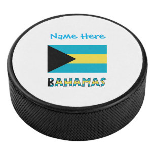 Personalized Bahamas Flag Patriotic Hockey Puck