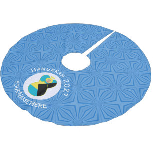 Personalized Bahamian Angel Hanukkah Blonde Flag Brushed Polyester Tree Skirt
