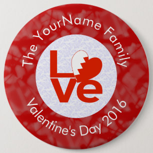Personalized Bahraini Red LOVE Flag 6 Inch Round Button