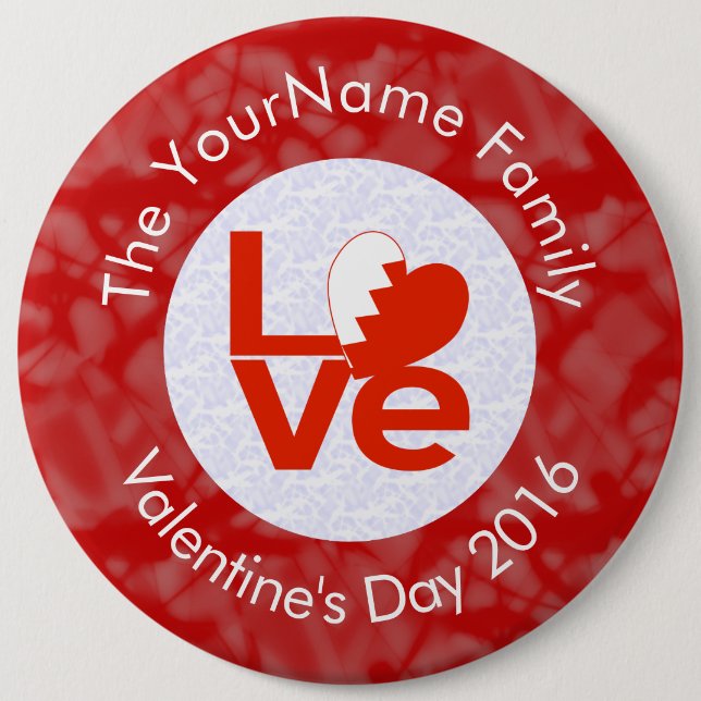 Personalized Bahraini Red LOVE Flag 6 Inch Round Button (Front)