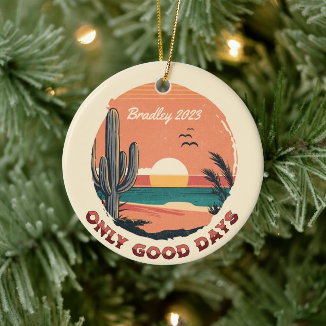 Personalized Baja Beach Christmas Holiday Ceramic Ornament (Tree)