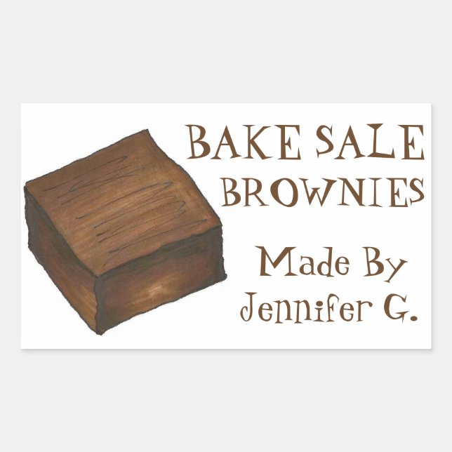 Personalized Bake Sale Brownies Baked By Stickers (Front)