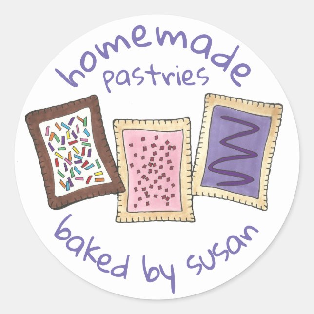 Personalized Baked By Homemade Toaster Pastries Classic Round Sticker (Front)