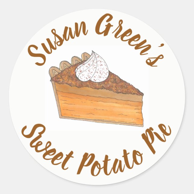 Personalized Baked By Sweet Potato Pie Slice Classic Round Sticker (Front)