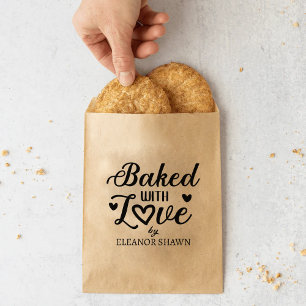 Personalized Baked with Love Calligraphy Rubber Stamp