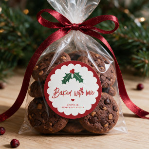 Personalized Baked with Love Christmas Baking Classic Round Sticker