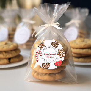 Personalized "Baked with Love" Gingerbread  Classic Round Sticker
