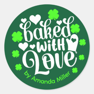 Personalized Baked With Love Irish Baking  Classic Round Sticker