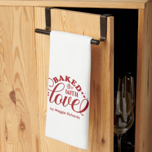 Personalized Baked with Love Red Bakery Kitchen To Towel