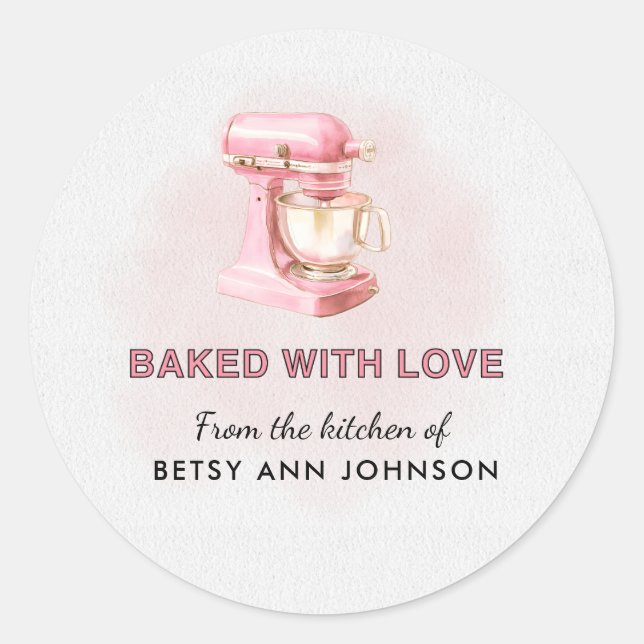 Personalized Baked with Love Stickers – Bakery (Front)