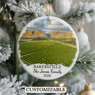 Personalized Bakersfield Ornament, California Ceramic Ornament