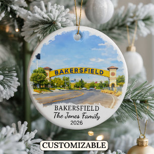 Personalized Bakersfield Ornament, California Ceramic Ornament
