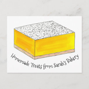 Personalized Bakery Baked By Lemon Bar Square Postcard