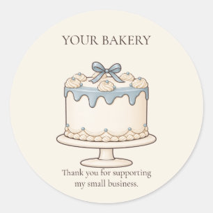 Personalized Bakery Cake Thank You Packaging Stick Classic Round Sticker