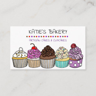 Personalized Bakery   Cute Whimsical Cupcakes Business Card