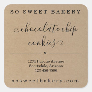 Personalized Bakery Food Sticker  Kraft Background