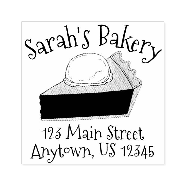 Personalized Bakery Marionberry Blueberry Pie Rubber Stamp (Imprint)