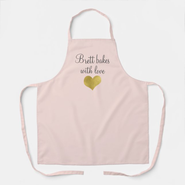 Personalized Bakes With Love Home Baker's Pink Apr Apron (Front)