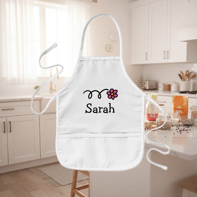 Personalized baking apron for kids (Kids apron with flower)