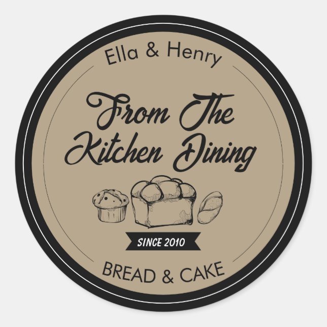 Personalized baking classic round sticker (Front)