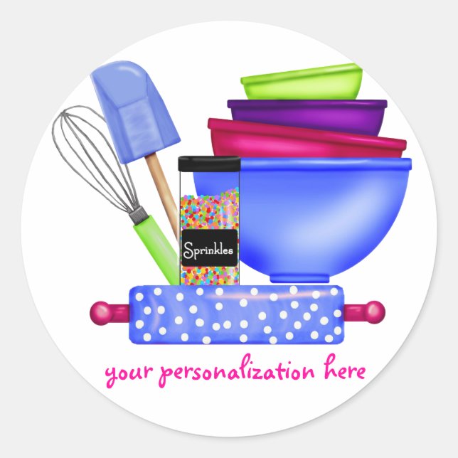 Personalized Baking Cooking Kitchen Stickers (Front)