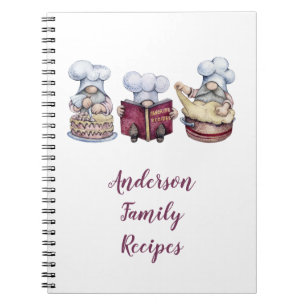 Personalized Baking Gnomes Family Recipe Notebook