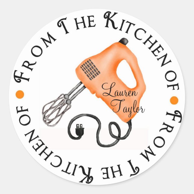 Personalized Baking Hand Mixer Kitchen Stickers (Front)