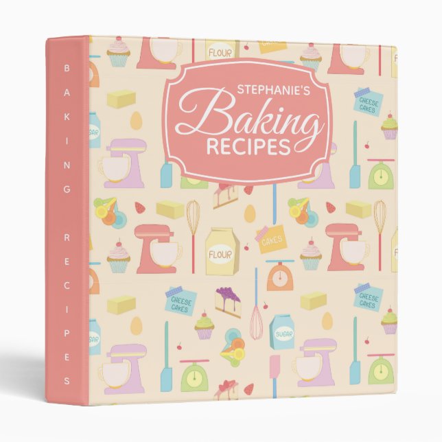 Personalized Baking Ingredients Family Recipe Binder (Front/Spine)