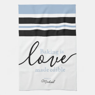 Personalized Baking is Love Made Edible Script Kitchen Towel