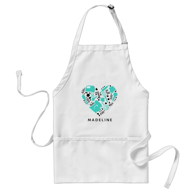 Personalized Baking Lover Heart Name Standard Apron (Front)