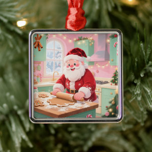 Personalized "Baking Spirits Bright" Christmas Metal Ornament