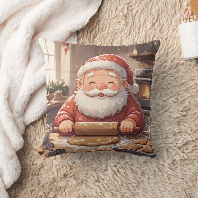 Personalized" Baking Spirits Bright" Christmas Throw Pillow (Blanket)