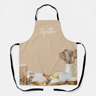 Personalized Baking Tools, Khaki, White, Blue Apron