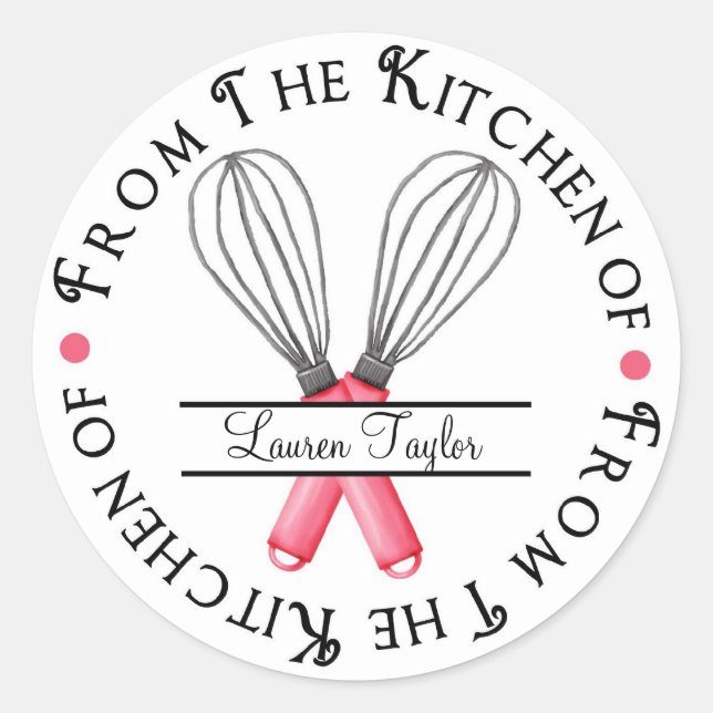 Personalized Baking Whisk Kitchen Stickers (Front)