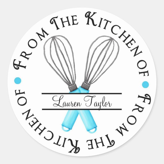 Personalized Baking Whisk Kitchen Stickers (Front)