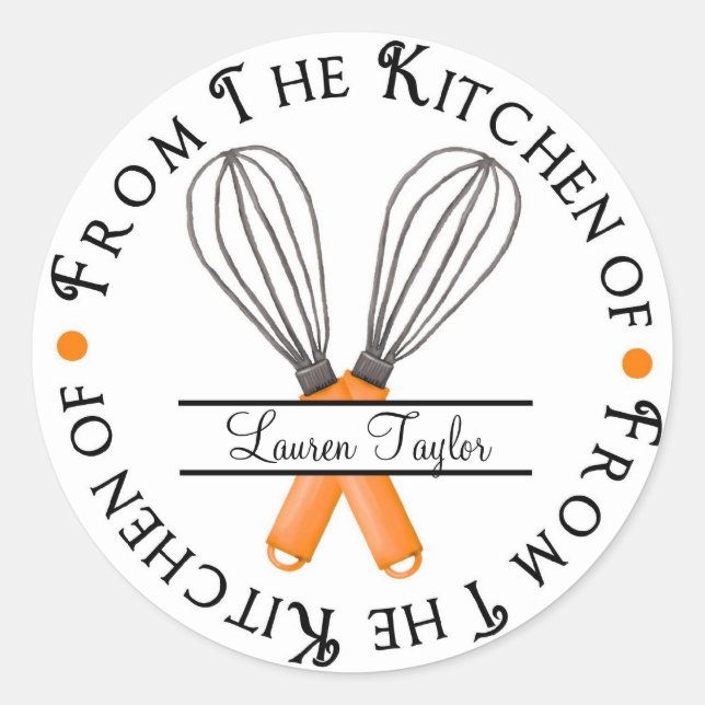 Personalized Baking Whisk Kitchen Stickers (Front)