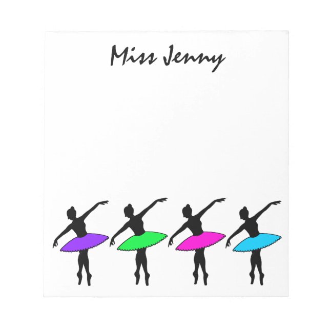 Personalized Ballerina Ballet Dance Notepad (Front)