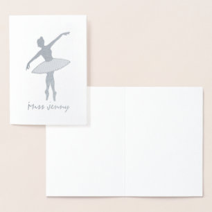 Personalized Ballerina Ballet Dance Teacher Dancer Foil Card